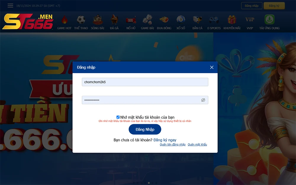 Vào đúng trang web chính thức của ST666