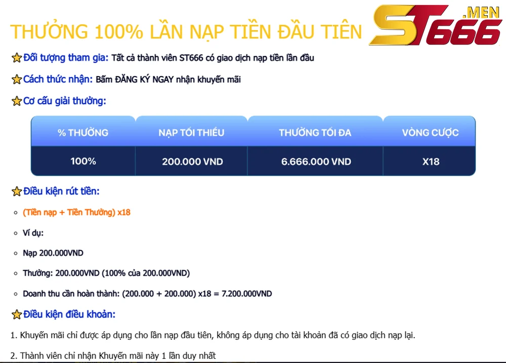 Thưởng chào mừng hấp dẫn
